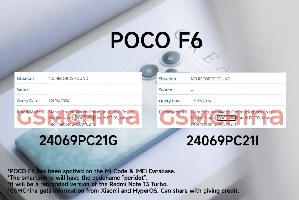 POCO F6 features leaked