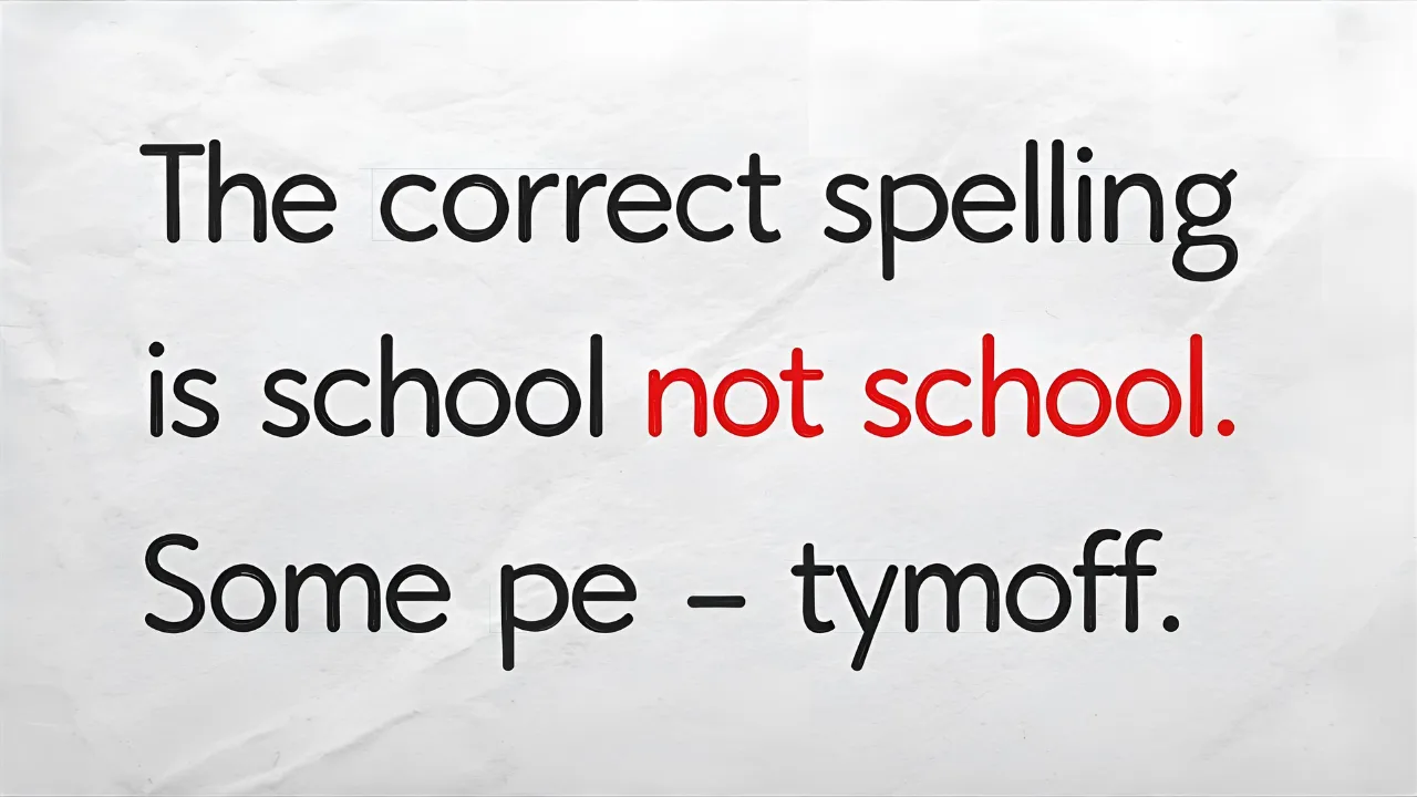 the correct spelling is school not school. some pe - tymoff
