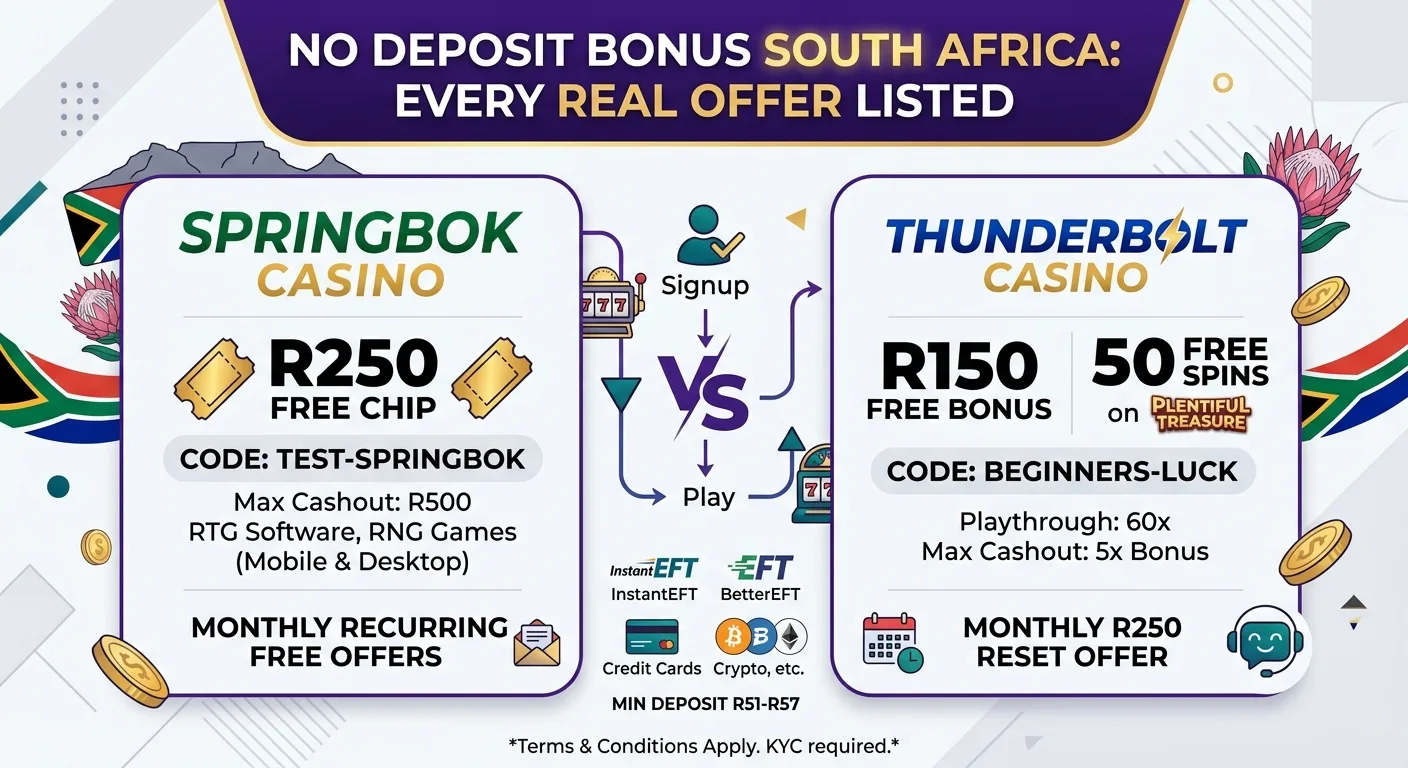 No Deposit Bonus South Africa: Every Real Offer Listed (2026)